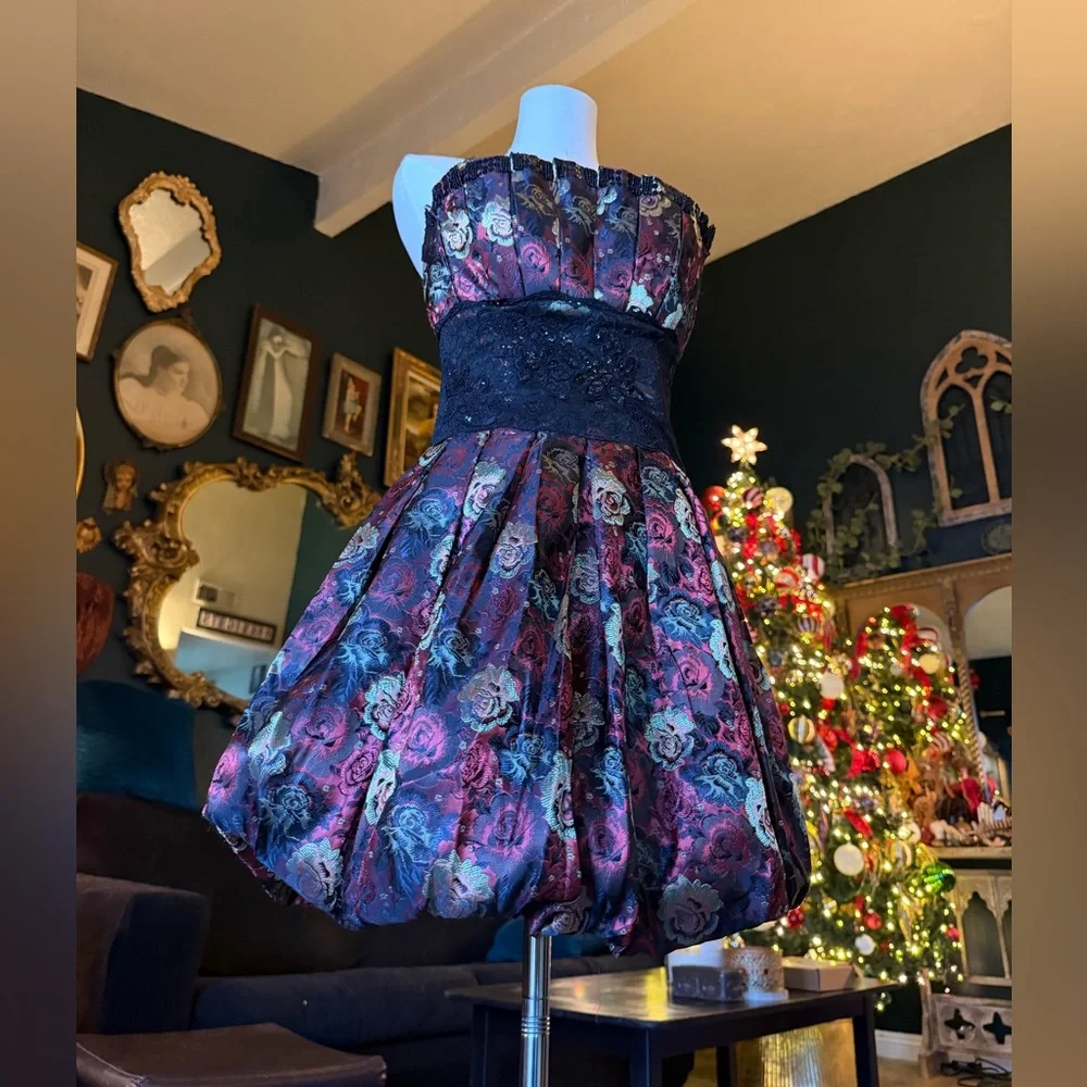 Bebe vintage goth Rose Bubble Dress— Small - Picture 3 of 12